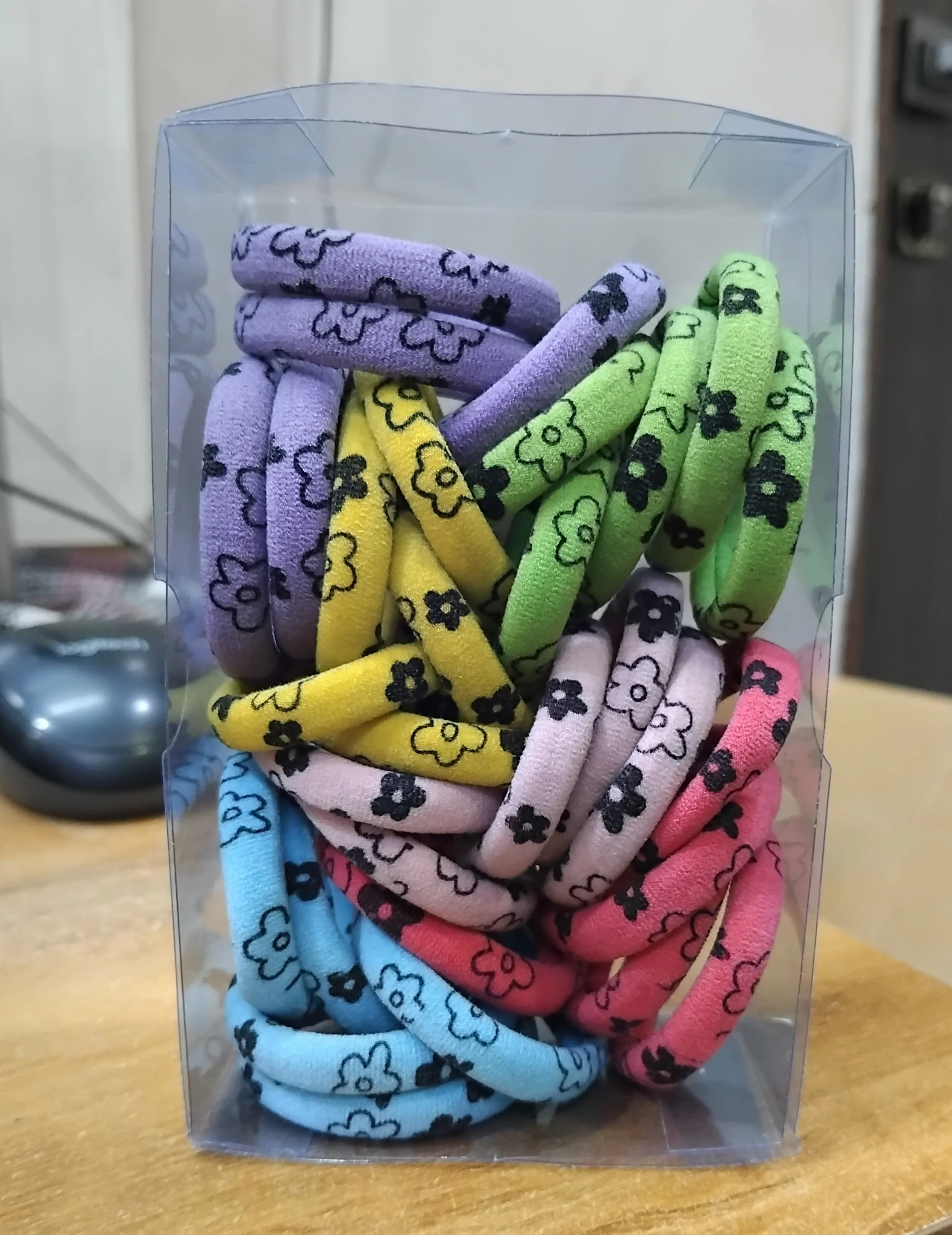AM1159 Rubber Band Hair Accessory Soft Rubber Stretchy Ponytail Holder Elastic Hair Ties Light & Dark MultiColors Printed Design Hair Bands - Image 5