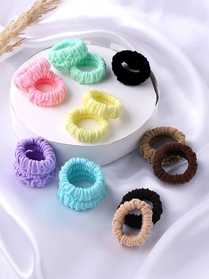 AM1203 Hair Rubber Bands for Girls Women Hair Accessories for Girls Rubber bands Soft & Stretchy Small Ponytail Multicolor Pack Of 12 Pcs - Image 2