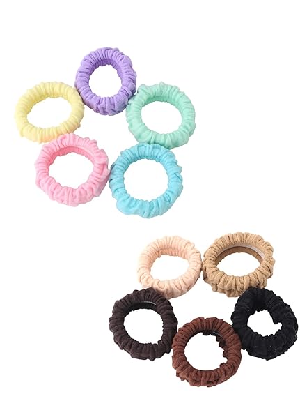 AM1203 Hair Rubber Bands for Girls Women Hair Accessories for Girls Rubber bands Soft & Stretchy Small Ponytail Multicolor Pack Of 12 Pcs - Image 5