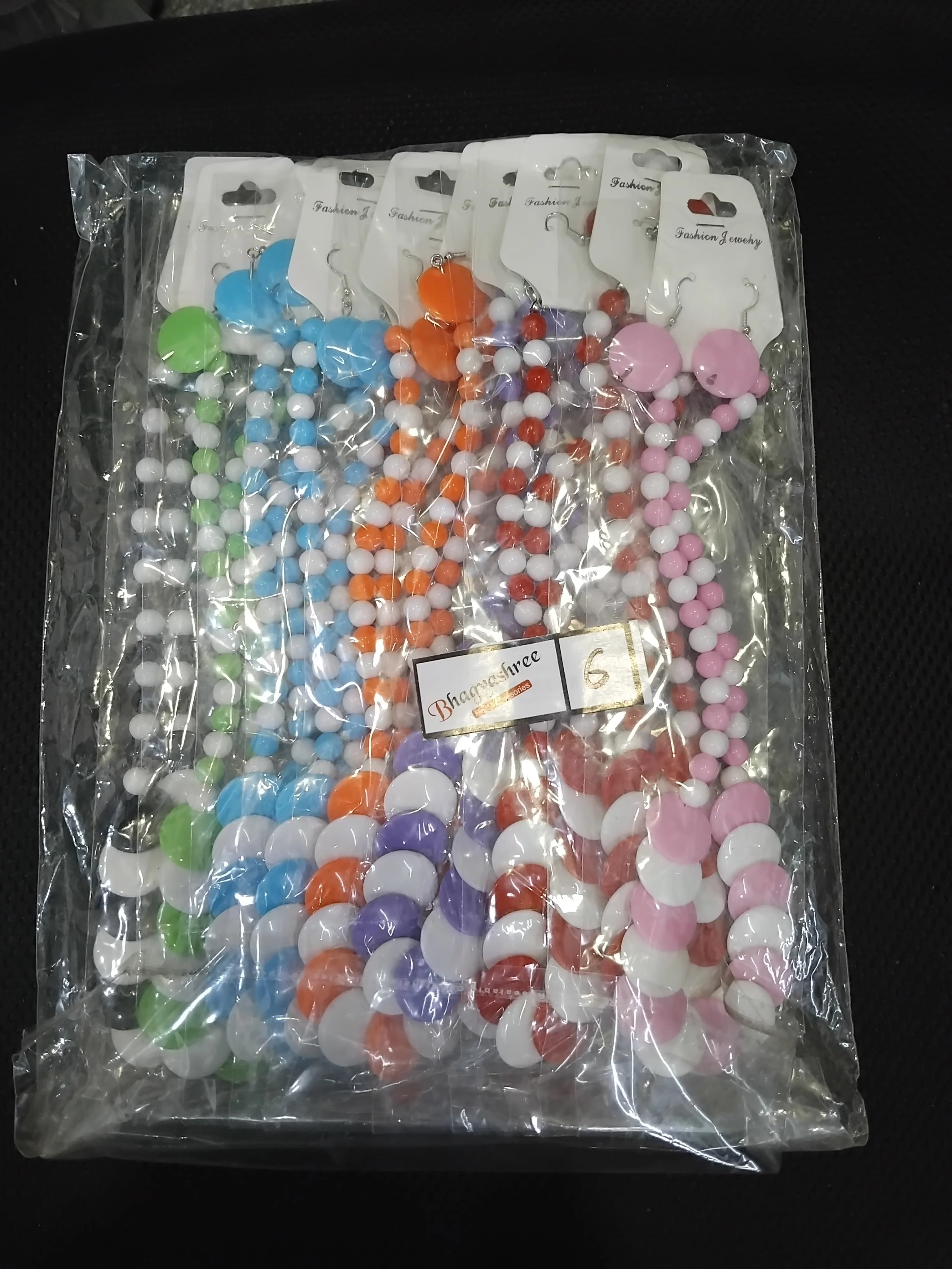 AM1214 Necklace With Earrings Plastic Multicolour Set - Image 6