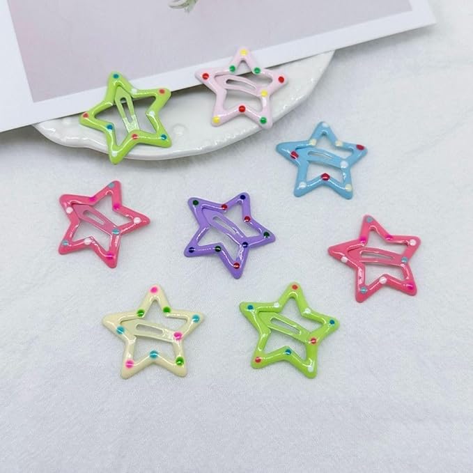 AM1220 Star Shape Hair Clip Lovely Sweet Hairpin Colorful Star Pack Of 6pcs