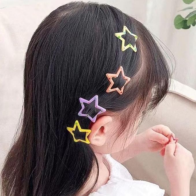 AM1220 Star Shape Hair Clip Lovely Sweet Hairpin Colorful Star Pack Of 6pcs - Image 3