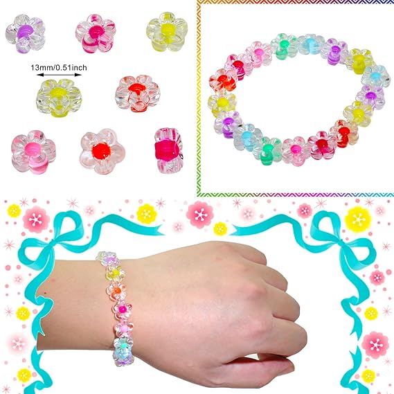 AM1240 Fancy Charm Transparent Braclete Beaded Elastic Handmade Stretch Bracelet Multicolour 1 Piece - Image 2