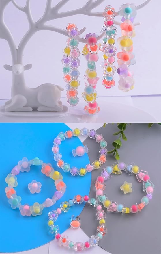 AM1240 Fancy Charm Transparent Braclete Beaded Elastic Handmade Stretch Bracelet Multicolour 1 Piece - Image 3