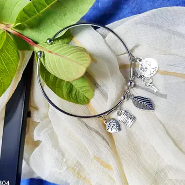 AM1257 Silver Women Charm Floral Antique Silver Plated Bracelets - Image 2