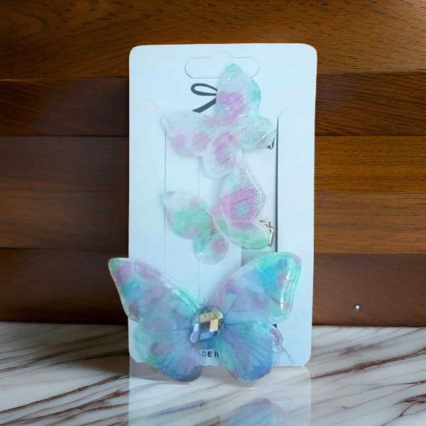 AM1262 3D Looks Colorful Butterfly Hair Clips (Pack of 3) - Image 2