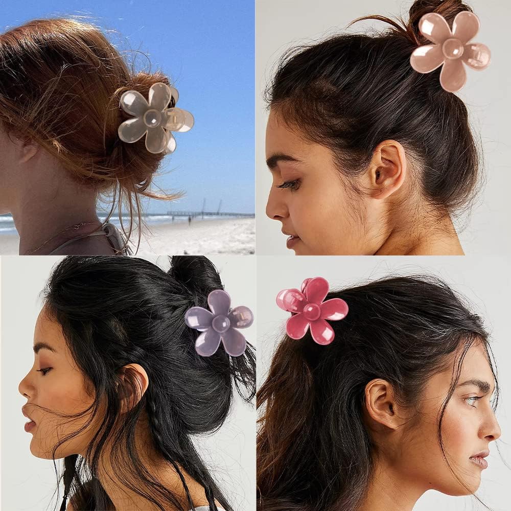 AM1269 Flower Design Hair Styling Claw Clutcher Clips 2 Pcs (Multicolor) - Image 2