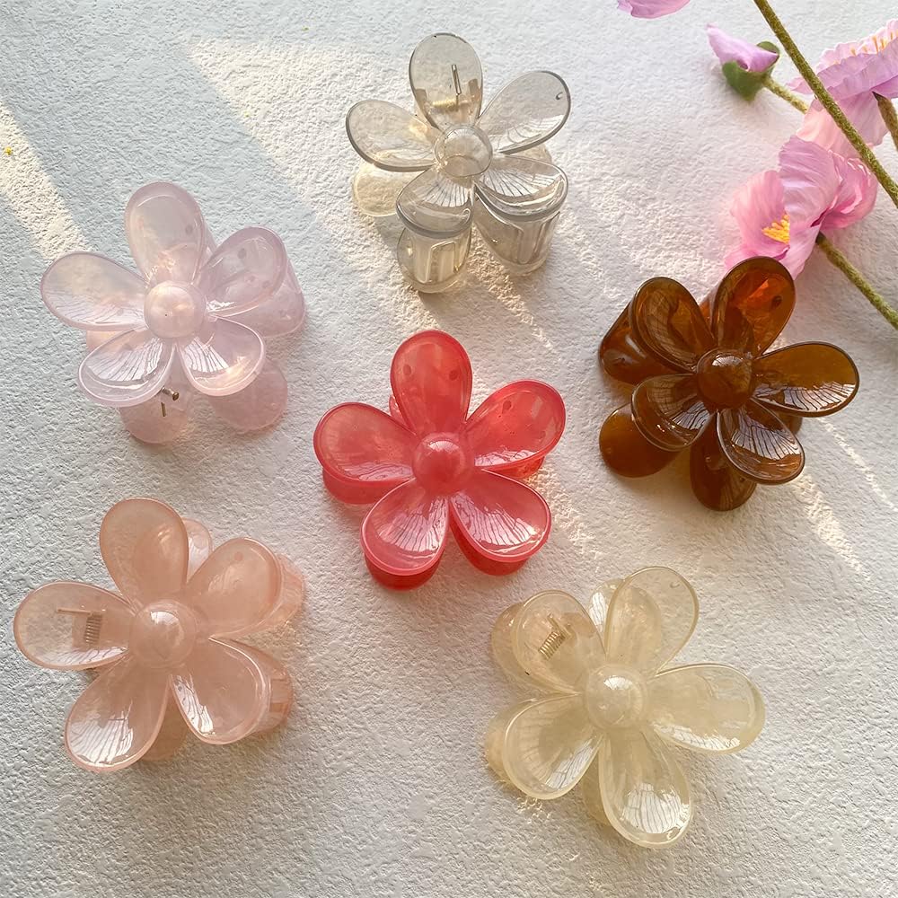 AM1269 Flower Design Hair Styling Claw Clutcher Clips 2 Pcs (Multicolor) - Image 3