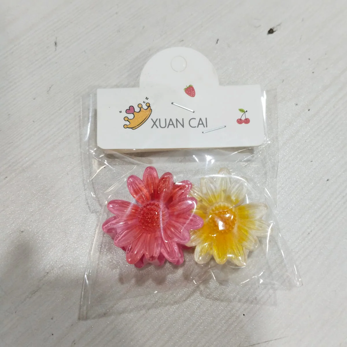 AM1269 Flower Design Hair Styling Claw Clutcher Clips 2 Pcs (Multicolor) - Image 5