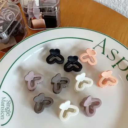 AM1274 Mini Matte Hollow Heart Hair Claw Clutcher Cute Strong For Girls Hair Clip (Multicolor) 3pcs - Image 3
