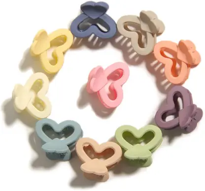 AM1274 Mini Matte Hollow Heart Hair Claw Clutcher Cute Strong For Girls Hair Clip (Multicolor) 3pcs - Image 4