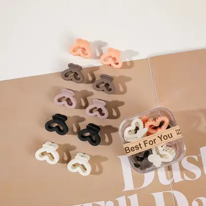 AM1274 Mini Matte Hollow Heart Hair Claw Clutcher Cute Strong For Girls Hair Clip (Multicolor) 3pcs - Image 5