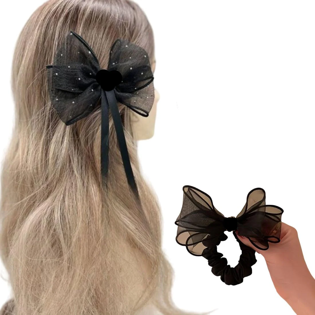 AM1278 BIG Bow Pearl Elastic Hair Band ,Hair Band for Girls, Women's and Kids Baby Toddlers 1pc - Image 2