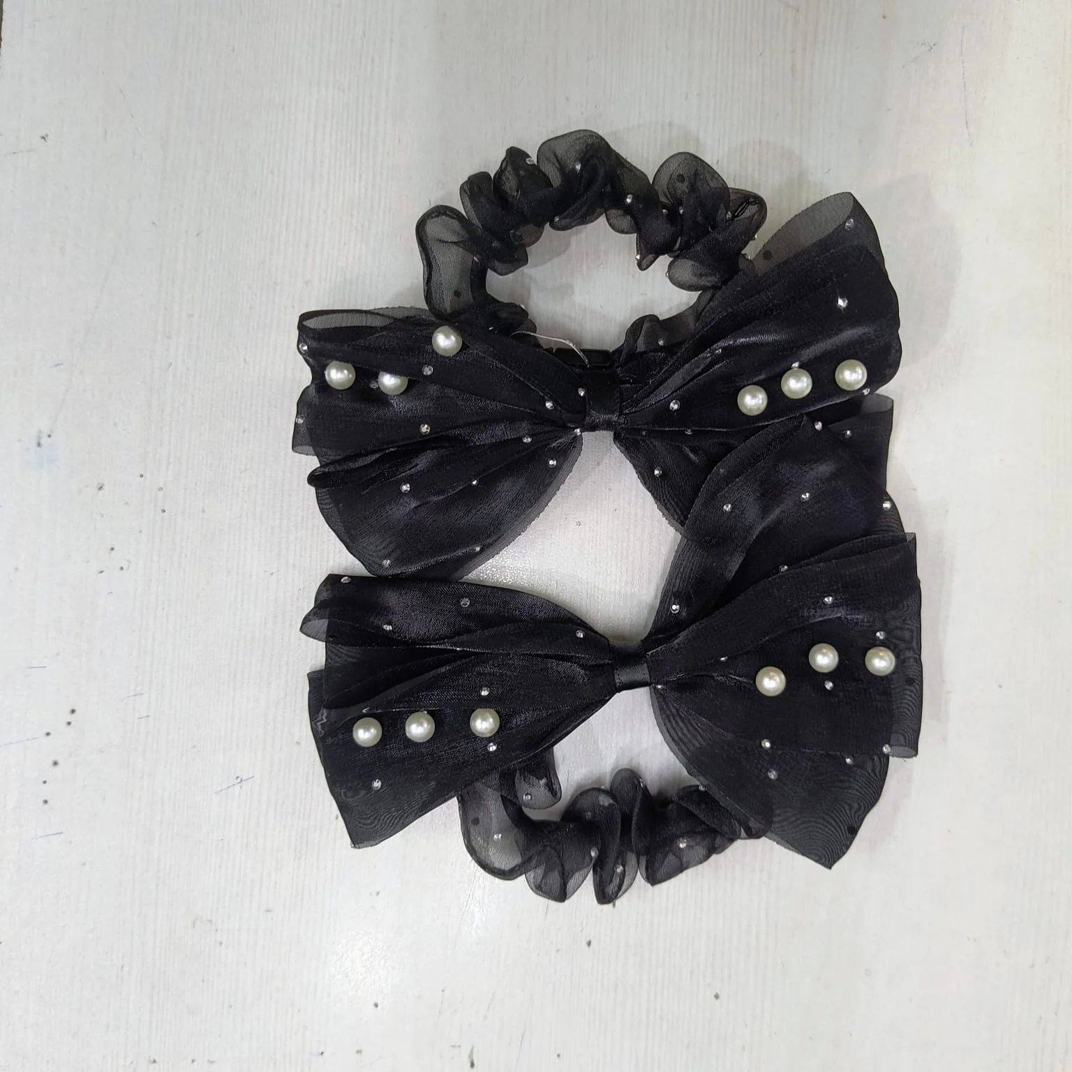 AM1278 BIG Bow Pearl Elastic Hair Band ,Hair Band for Girls, Women's and Kids Baby Toddlers 1pc - Image 3