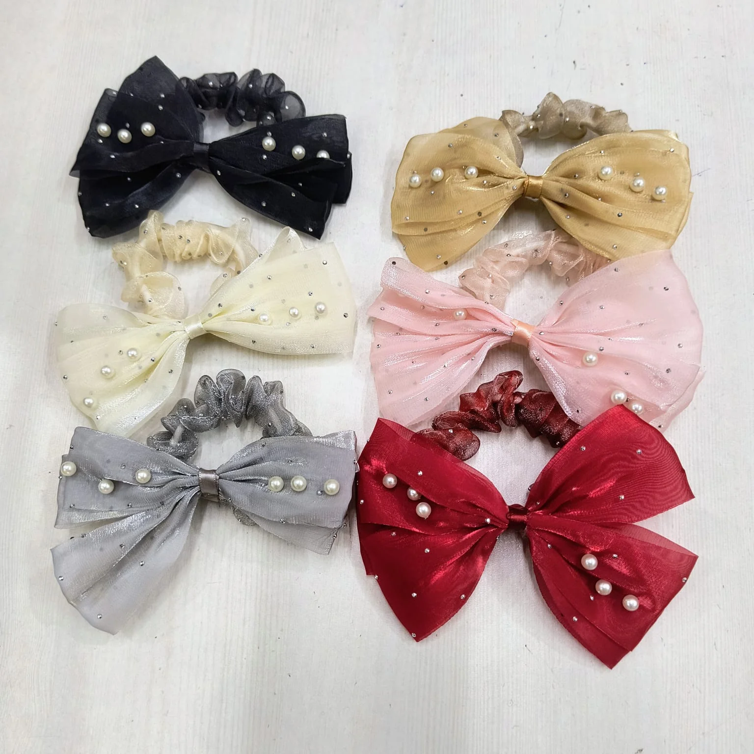 AM1278 BIG Bow Pearl Elastic Hair Band ,Hair Band for Girls, Women's and Kids Baby Toddlers 1pc - Image 8