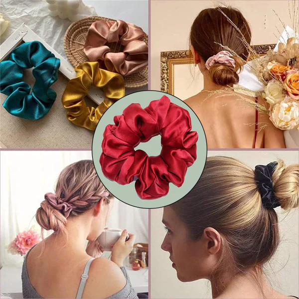 AM1282 Silk Hair Ties for Women Girls with Elastic Band - 1pc