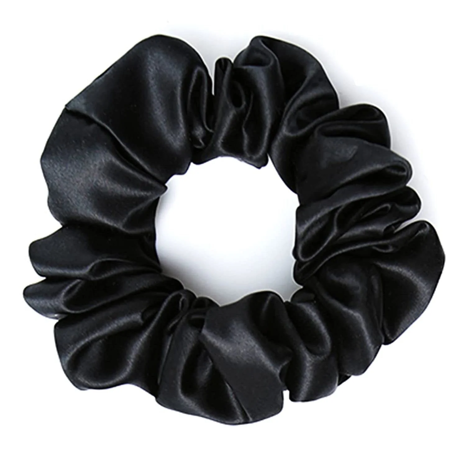 AM1285 Black Silk Hair Ties for Women Girls with Elastic Band - 1pc - Image 6