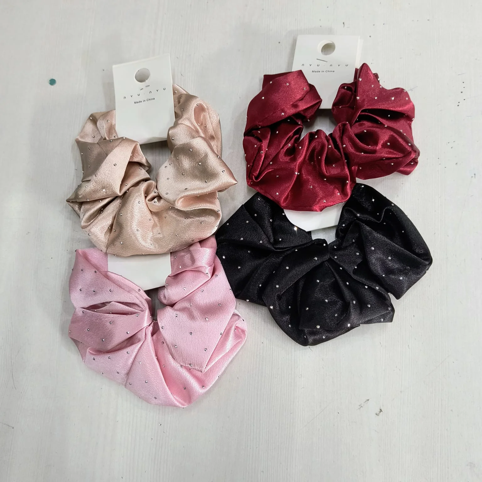 AM1286 Rhinestone Glossy Soft Satin Silk Hair Scrunchies Hair Elastic Bands 1pc - Image 10