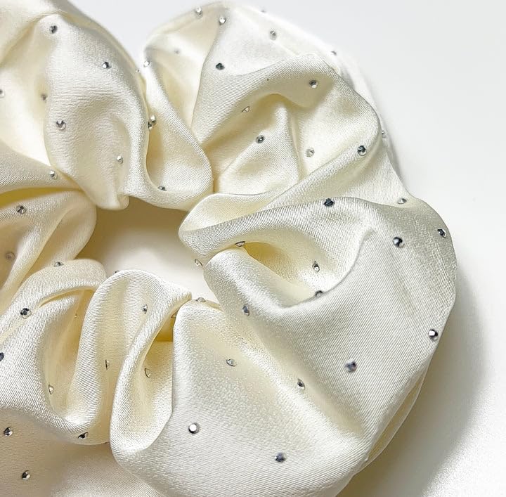 AM1286 Rhinestone Glossy Soft Satin Silk Hair Scrunchies Hair Elastic Bands 1pc - Image 6