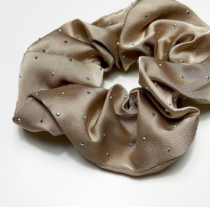 AM1286 Rhinestone Glossy Soft Satin Silk Hair Scrunchies Hair Elastic Bands 1pc - Image 7