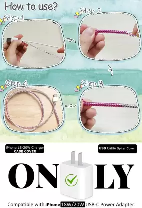 AM3665 4in1 Spiral Cable Protector case with Cute Cartoon - Image 8