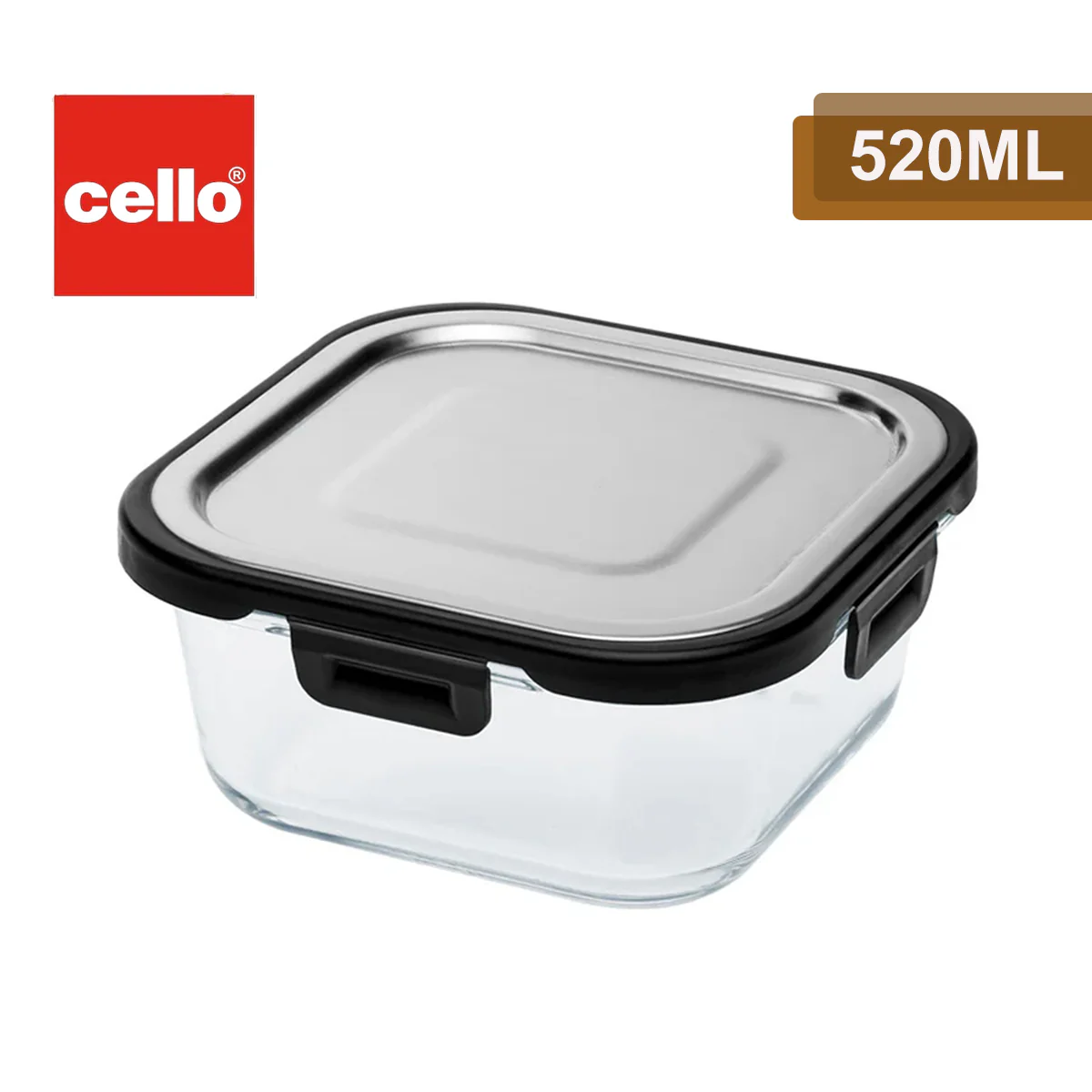 AM2027 Cello Steel-O Fresh Borosilicate Square Container 520ml - Image 2