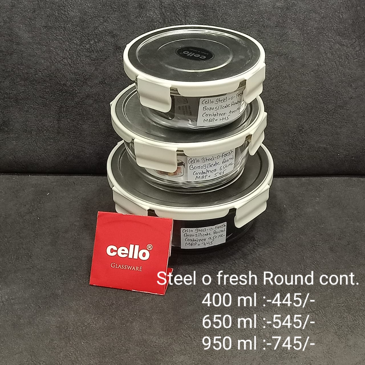 AM2031 Cello Steel-O Fresh Borosilicate Round Container 950ml - Image 8