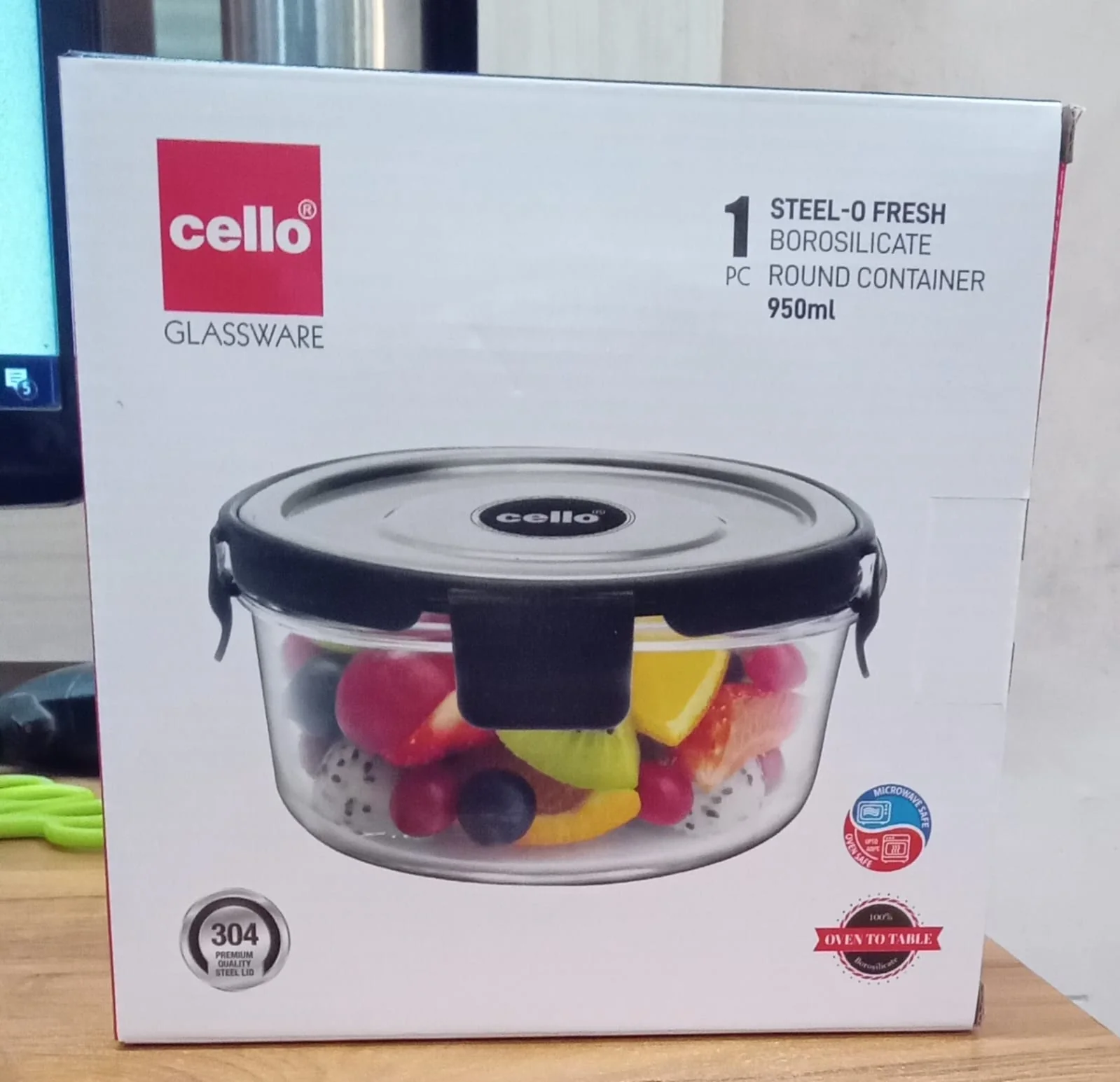 AM2031 Cello Steel-O Fresh Borosilicate Round Container 950ml - Image 9