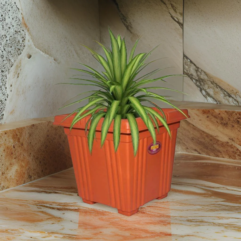 AM2062 Deep Heavy Square Brown Planter Pot 10 inch - Image 4