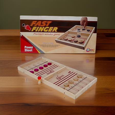 AM2129 Fast Finger Premium Wooden Game Fast Sling Puck Game Board - Medium Size