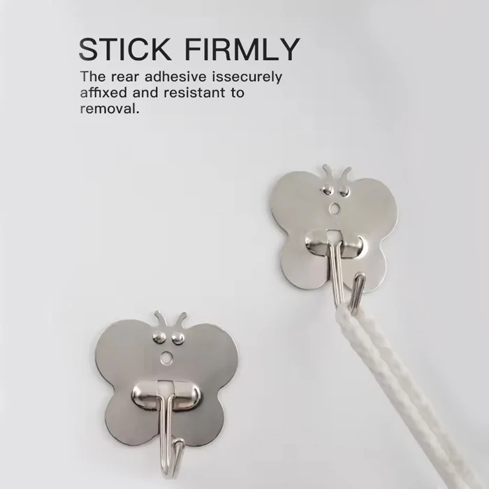 AM2182 Best Hook Butterfly Shape 12Pcs Steel Silver Hooks for Wall - Image 2