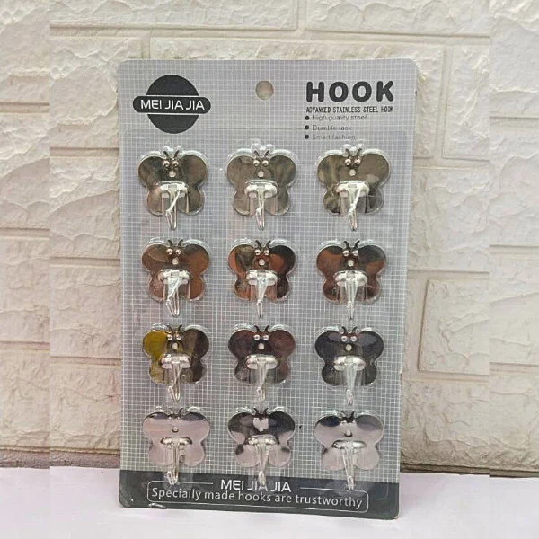 AM2182 Best Hook Butterfly Shape 12Pcs Steel Silver Hooks for Wall - Image 6