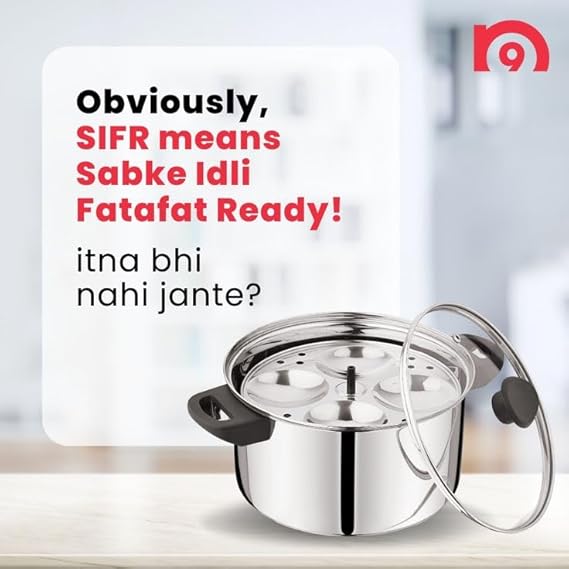 AM2232 NanoNine Stainless Steel Multi Cooker, Idli/Dhokla/Momos Maker & Steamer (16idlis,2 Patra Plates, 1 Mini Idli Plate) - Image 2