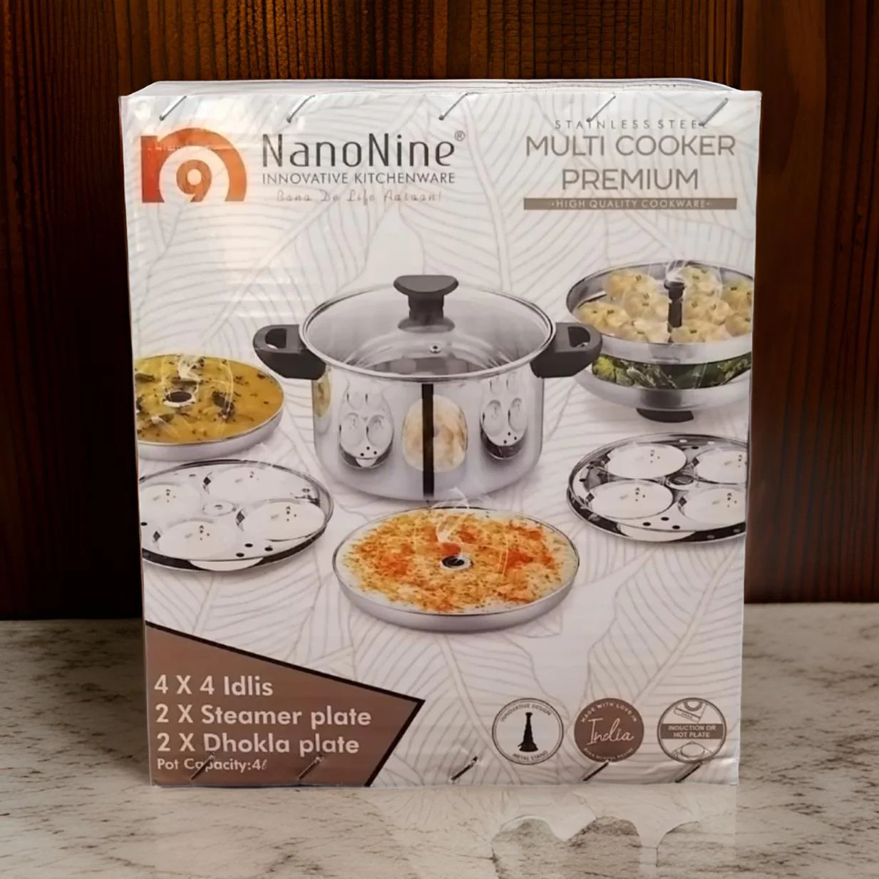 AM2232 NanoNine Stainless Steel Multi Cooker, Idli/Dhokla/Momos Maker & Steamer (16idlis,2 Patra Plates, 1 Mini Idli Plate) - Image 3