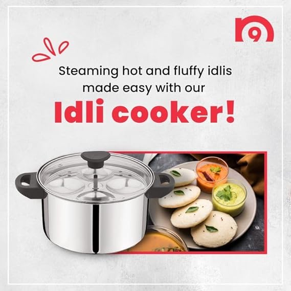 AM2232 NanoNine Stainless Steel Multi Cooker, Idli/Dhokla/Momos Maker & Steamer (16idlis,2 Patra Plates, 1 Mini Idli Plate) - Image 4