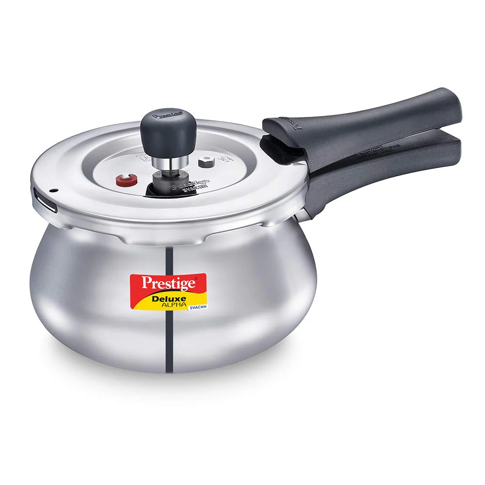 AM2244 Prestige 2L Deluxe Alpha Svachh Stainless Steel Outer Lid Pressure Cooker with Glass Lid - Image 6