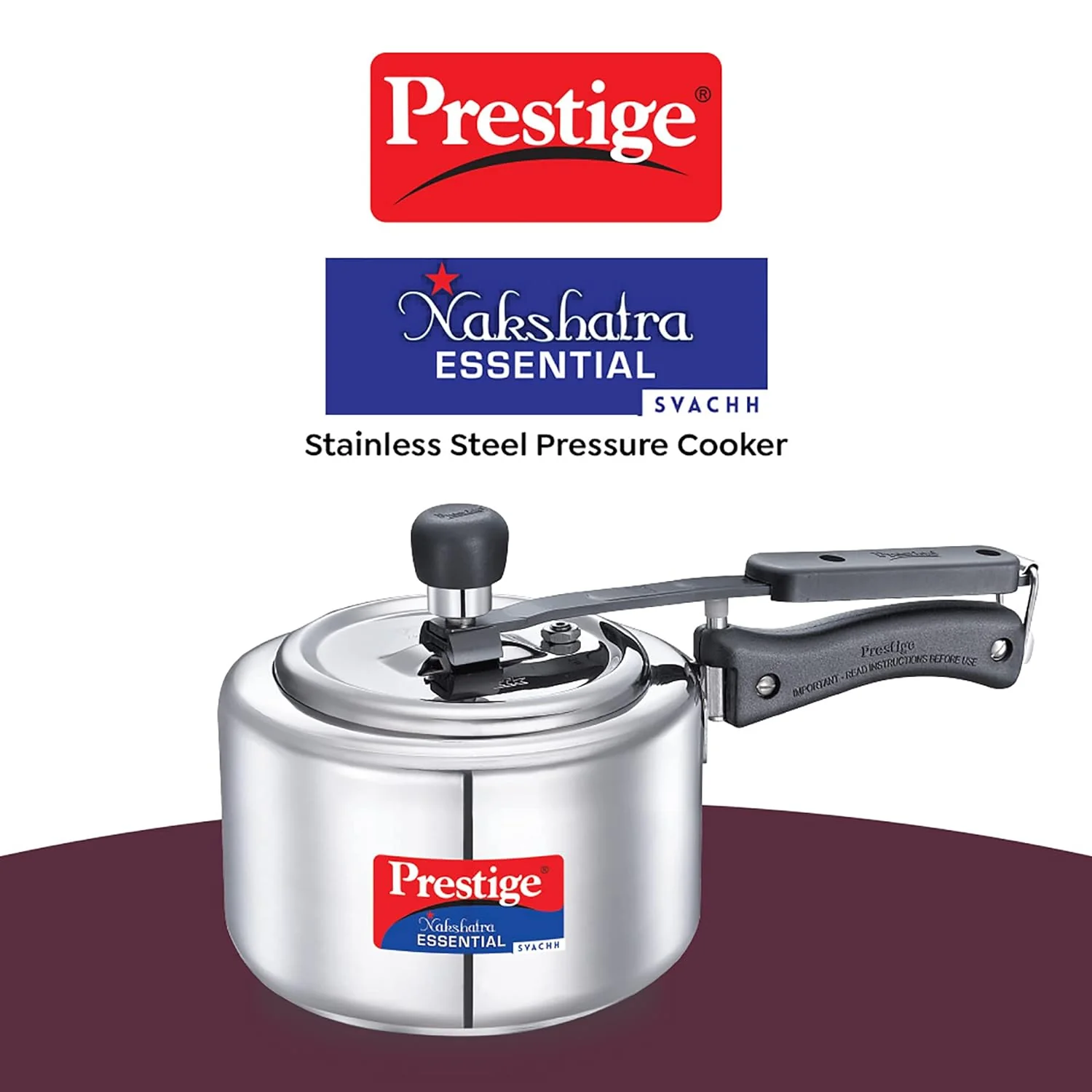 AM2246 Prestige 2L Nakshatra Essential Svachh Stainless Steel Pressure Cookers( Silver, Tri-Ply Bottom, Inner Lid) - Image 3