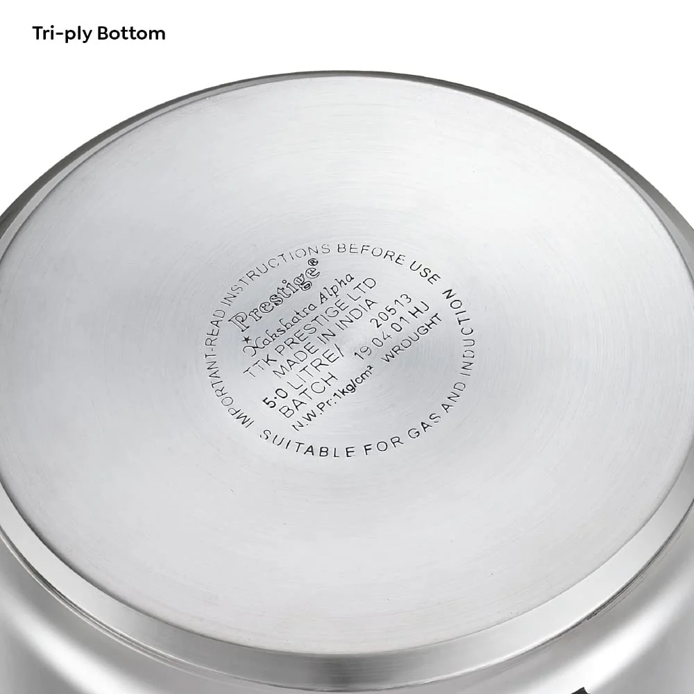 AM2246 Prestige 2L Nakshatra Essential Svachh Stainless Steel Pressure Cookers( Silver, Tri-Ply Bottom, Inner Lid) - Image 4