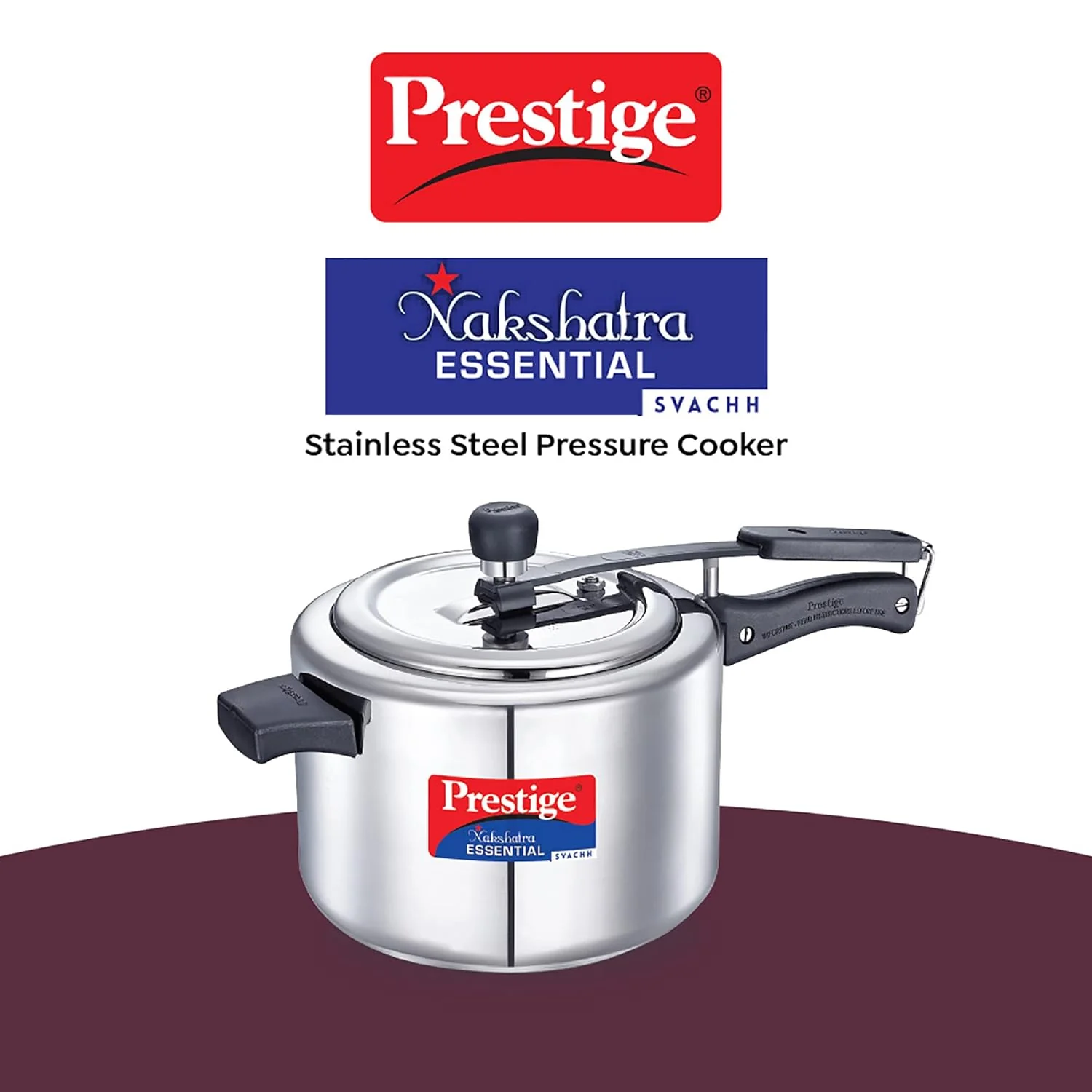 AM2248 Prestige 5L Nakshatra Essential Svachh Stainless Steel Pressure Cookers( Silver, Tri-Ply Bottom, Inner Lid) - Image 3