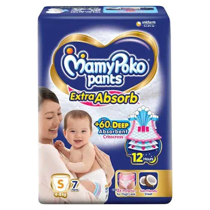 AM2287 MamyPoko Pants Extra Absorb Baby Diapers Small 7 Pants 4-8 kg - Image 5