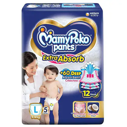 AM2288 MamyPoko Pants Extra Absorb Diaper Pants Large 5 Pants 9-14Kg - Image 7