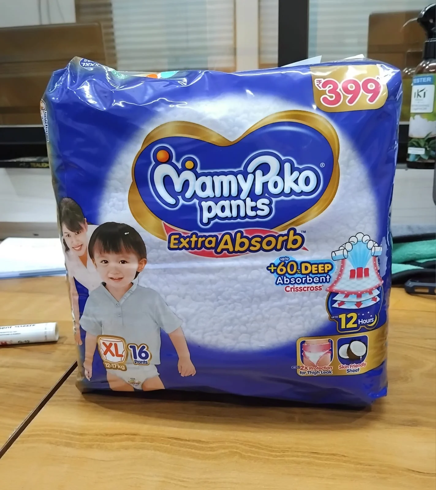 AM2297 MamyPoko Pants Extra Absorb Baby Diapers XL 16 Pants 12-17 kg - Image 6
