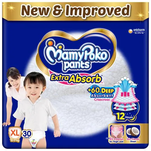 AM2300 MamyPoko Pants Extra Absorb Baby Diapers XL 30Pants 12-17 kg - Image 3
