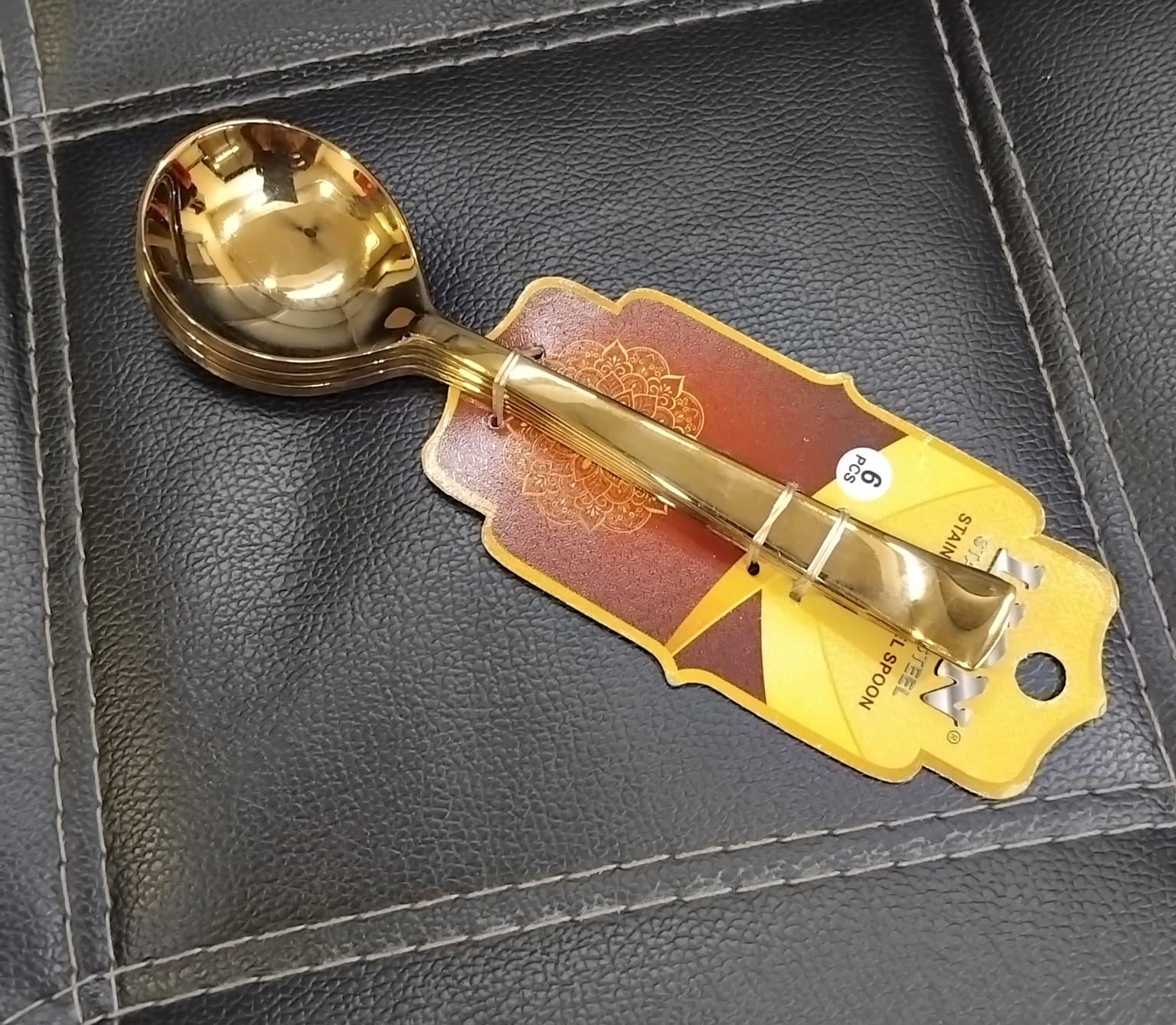 AM2367 Lion Luxury Noble Gold Round Baby Soup Spoon 6Pcs - Image 3
