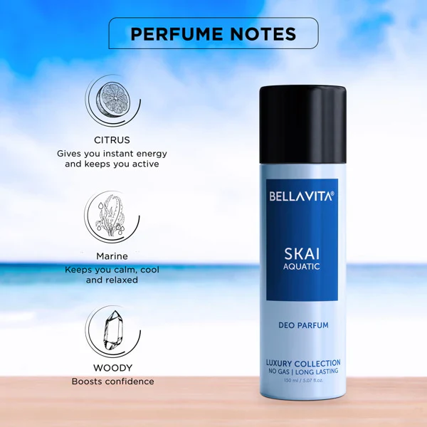AM2377 Bellavita Skai Aquatic Man Body Parfum Deodorant 150ml - Image 4