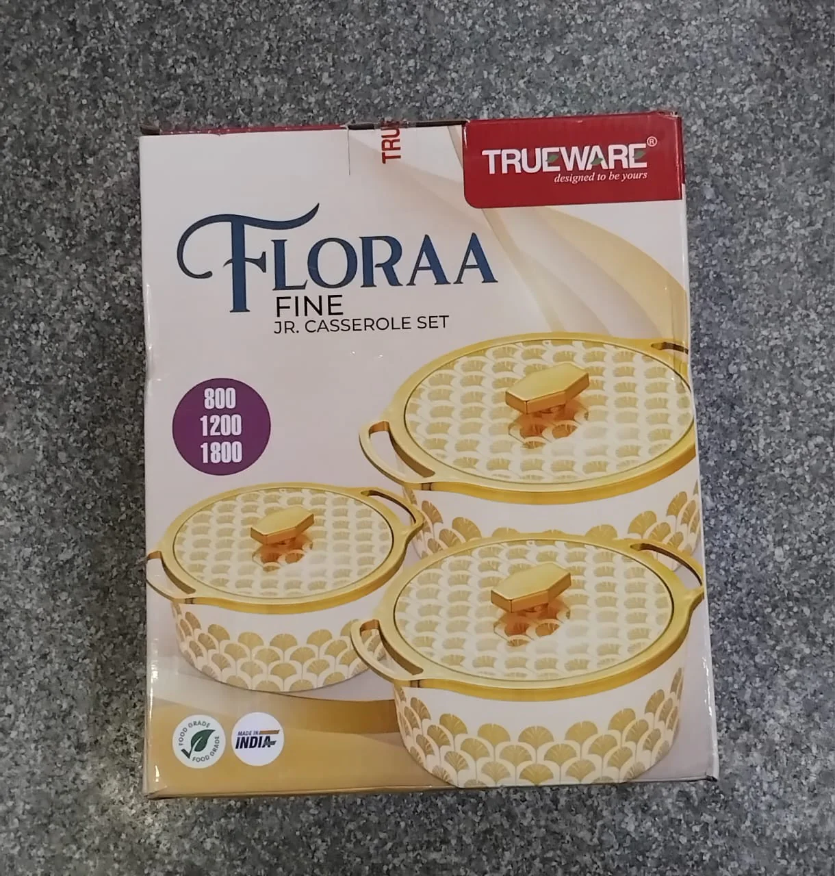 AM2408 Trueware Floraa Fine Inner Steel Casserole Set of 3 800ml 1200ml 1800ml - Image 7