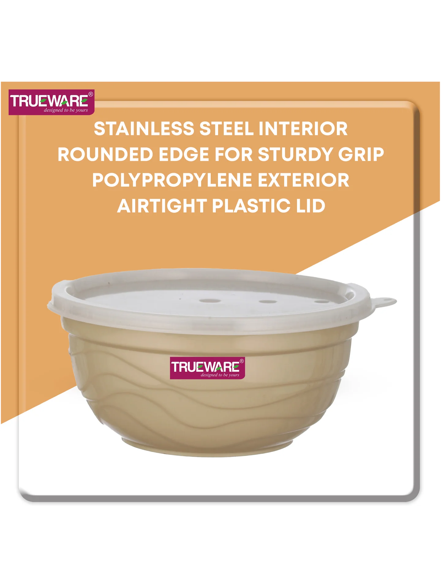 AM2418 Trueware Ultimate Microwave safe Stainless Steel Plastic Serving Bowl Small 1000ml - Image 3