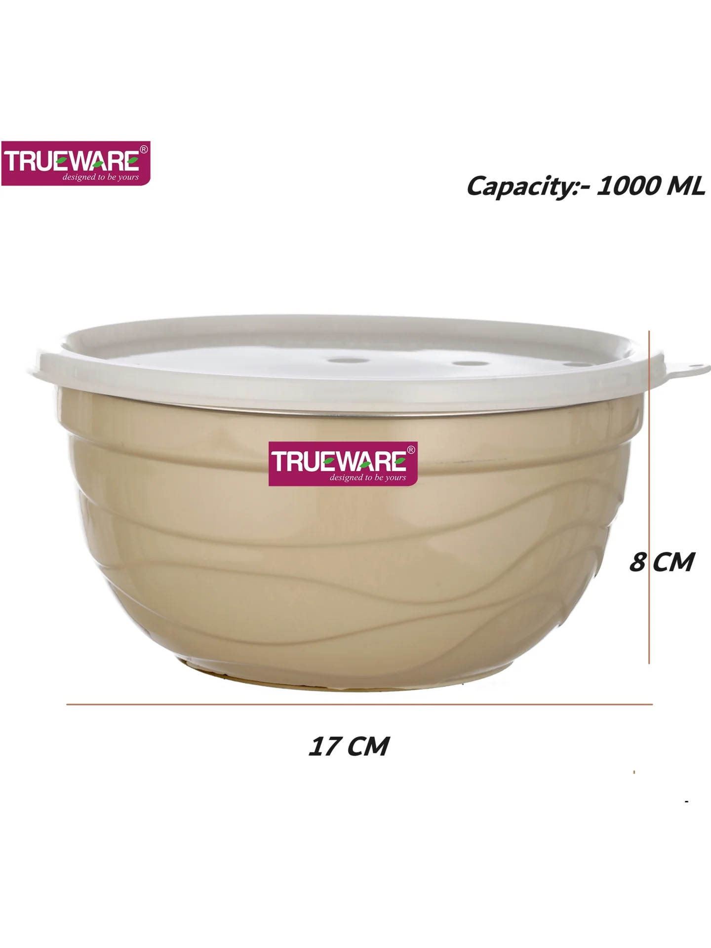 AM2418 Trueware Ultimate Microwave safe Stainless Steel Plastic Serving Bowl Small 1000ml - Image 4