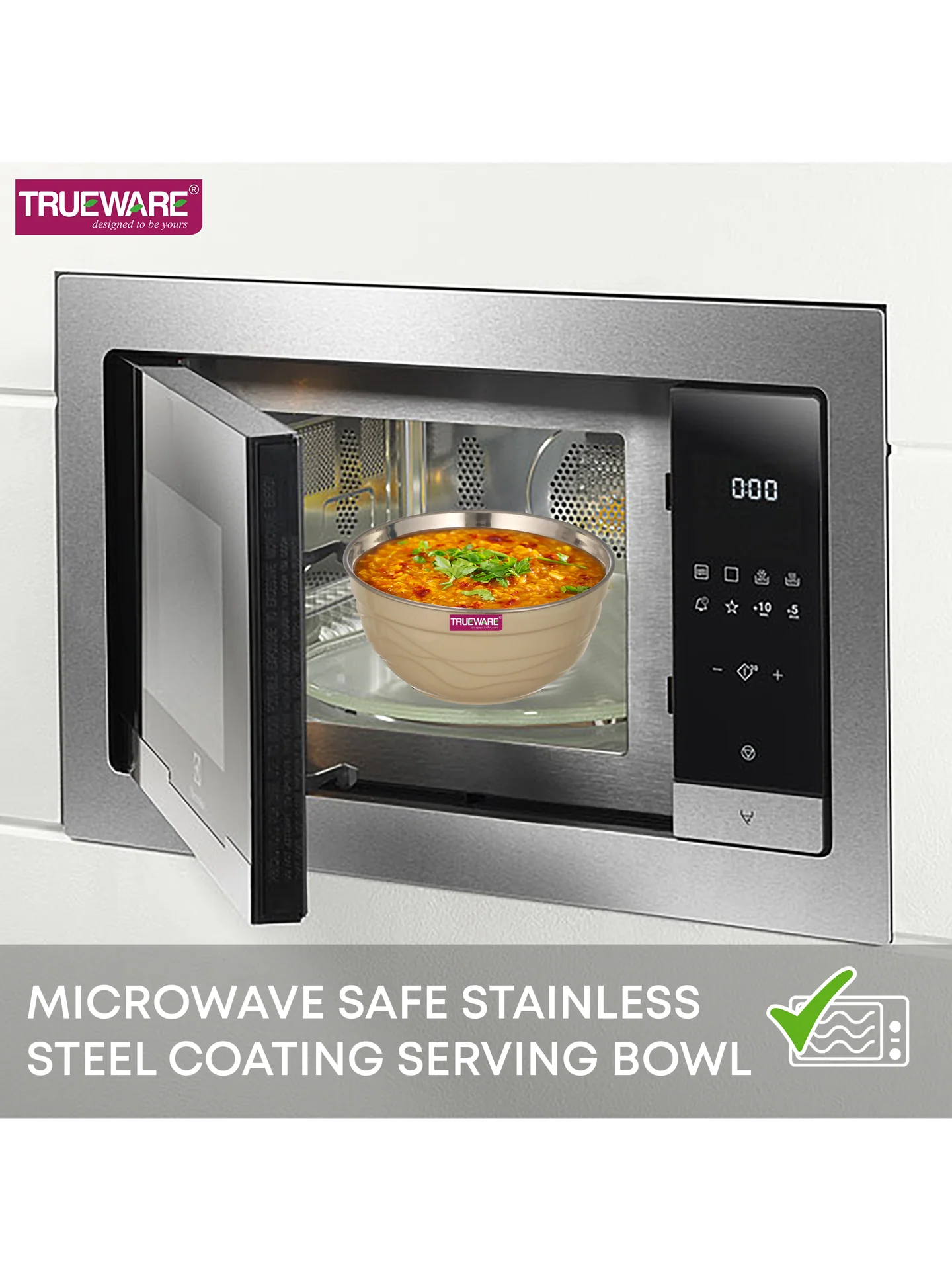 AM2418 Trueware Ultimate Microwave safe Stainless Steel Plastic Serving Bowl Small 1000ml - Image 6