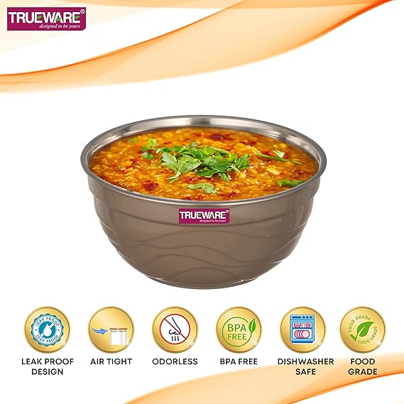 AM2420 Trueware Ultimate Microwave safe Stainless Steel Plastic Serving Bowl Large 2200ml - Image 5